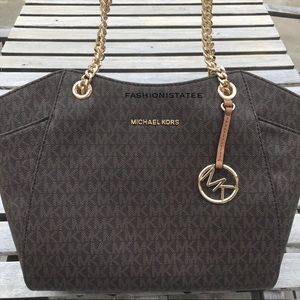 Michael Kors Large chain shoulder tote brown MK